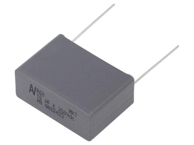 Condensator: polyester; 10uF; 160VAC; 250VDC; 27,5mm; ±10%; THT; R60 Condensator: polyester; 10uF; 160VAC; 250VDC; 27,5mm; ±10%; THT; R60